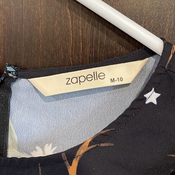 Zapelle Puff Sleeve Owl Print Crepe Blouse Medium - Picture 3 of 5